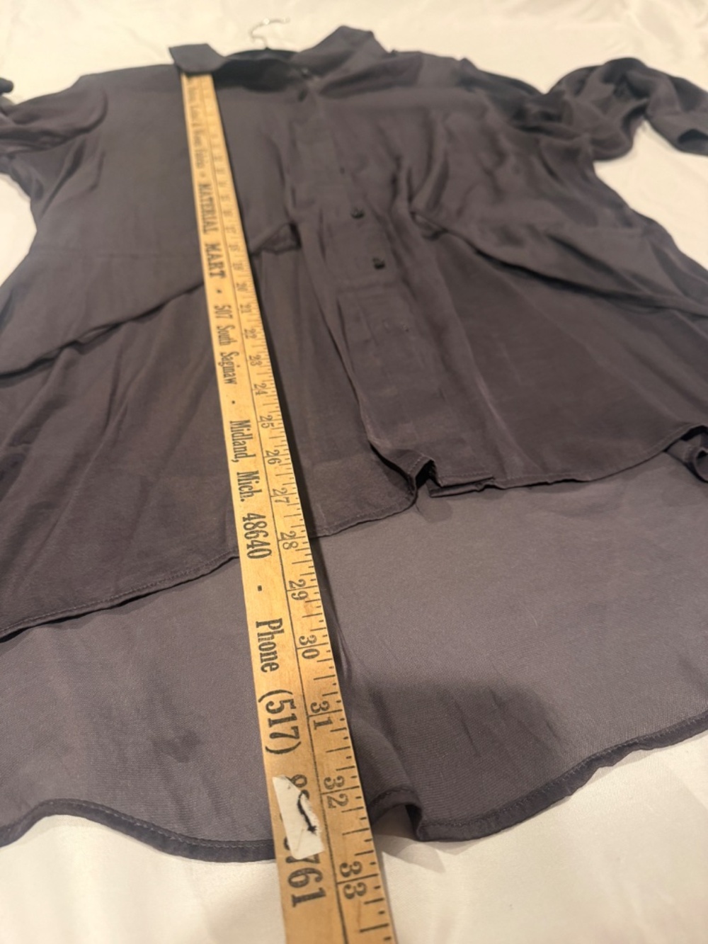 Simply Vera Vera Wang XL Gray Satin Drawstring Duster Cardigan Button Down Blous - Picture 6 of 12